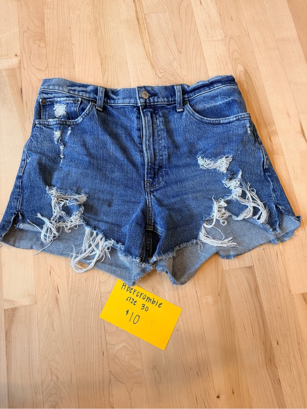Abercrombie & Fitch Distressed Denim Cutoff Shorts - Blue Wash